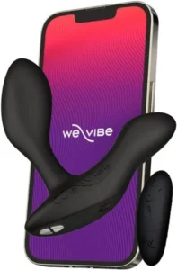 We-Vibe Vector+ prostatavibrator i svart silikon med böjbar hals.